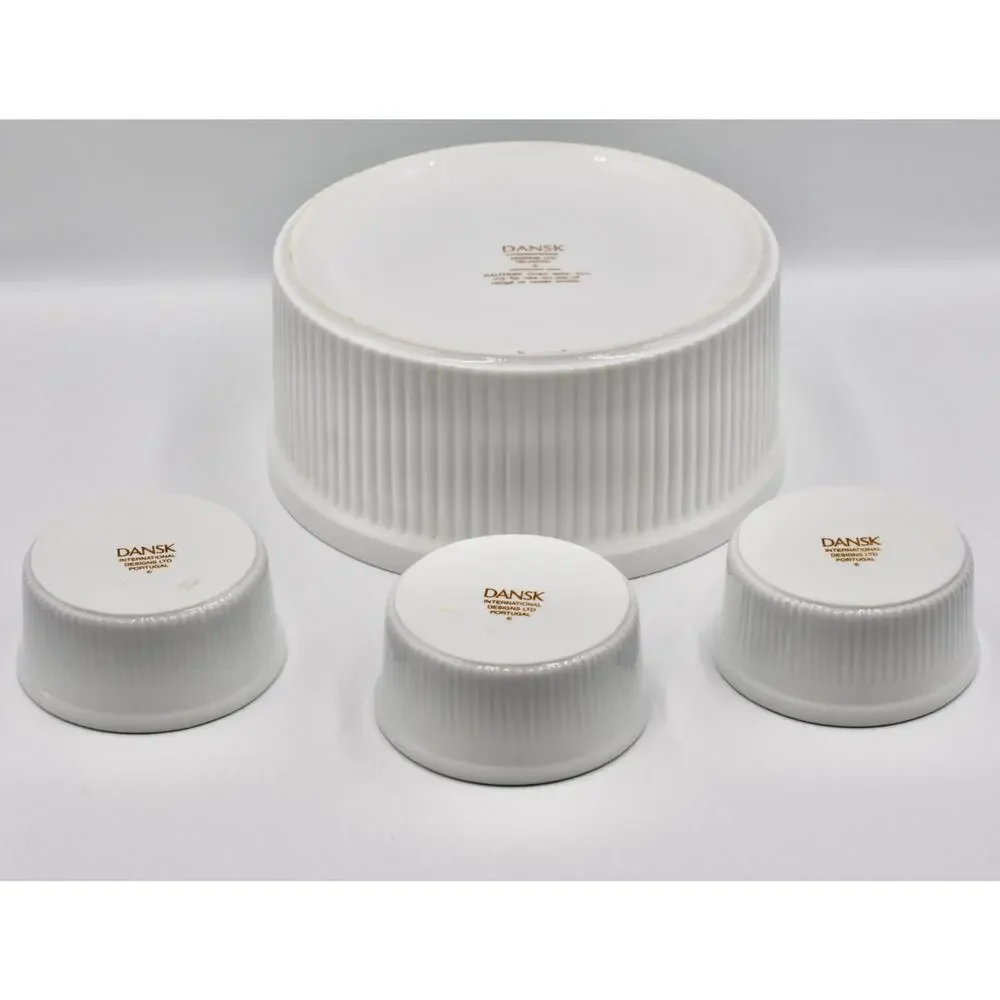 Dansk Bistro 4pc Christianshavn Ribbed Ramekins & Soufflé Casserole Dish